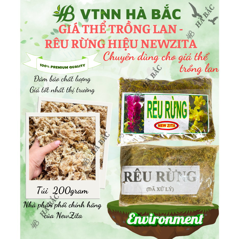 Rêu Rừng Trồng Lan Giữ Ẩm Tốt - Rêu Rừng Khô - Chuyên dùng cho lan, Giúp giữ nước, Kháng khuẩn, Cung cấp oxy cho cây