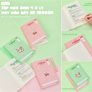 KLONG - Vở 4 ô ly may dán gáy 1st School B5 120 trang / 200 trang 100/76; MS: 061 - MS: 062 Bujo, quà tặng, DIY, tập ôly