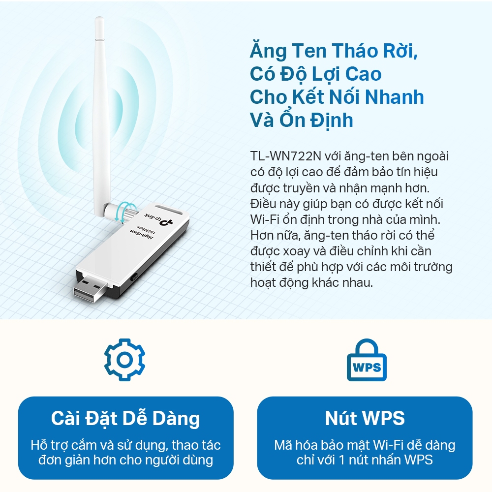 Ảnh Bộ Chuyển Đổi USB Wifi TP-Link TL-WN722N Chuẩn N 150Mbps 3