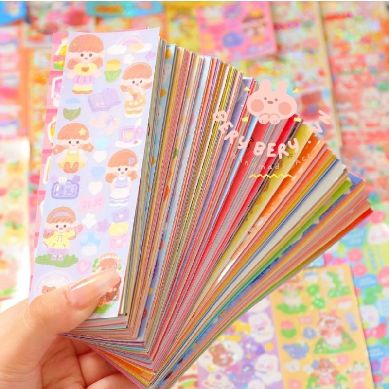 Set 100 miếng dán trang trí sổ, sticker dán trang trí nhiều mẫu trang trí ảnh idol, toploader, ánh hologram siu rẻ