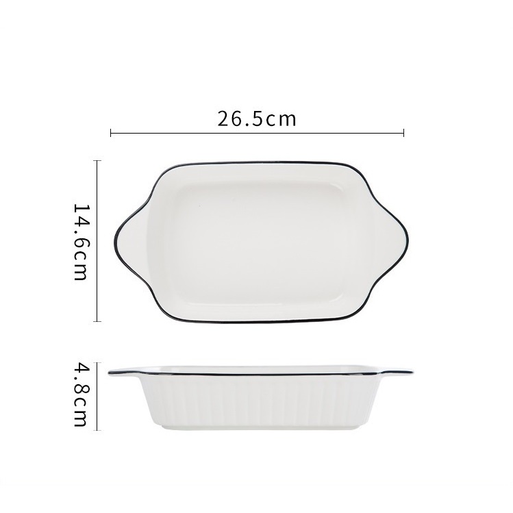 Dĩa dài sứ tròn viền đen xoài 10 sâu 27cm