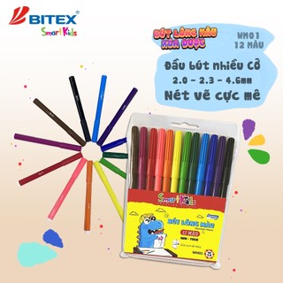 Bút lông màu Smartkids WM01 12 màu tô Dành cho bé từ 4 tuổi - 10 tuổi. Màu sắc tươi sáng, cường độ màu cao, bền màu