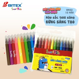 Bút lông màu Smartkids WM02 (12 màu tô). Dành cho bé từ 4 tuổi - 10 tuổi. cho bé từ 4 tuổi - 10 tuổi. Màu sắc tươi sáng