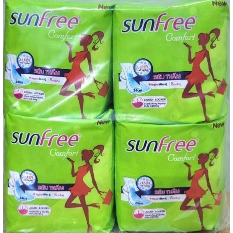 HCM - Combo 8 Gói Băng Vệ Sinh Sunfree Có Cánh Siêu Thấm - Mỗi gói 8 ...