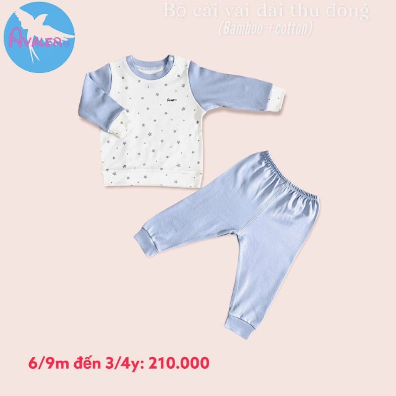 (8-14kg) Bộ Cotton Dài Tay Cài Vai Avaler Hoạ Tiết Đáng Yêu 22AV119, 21AV34