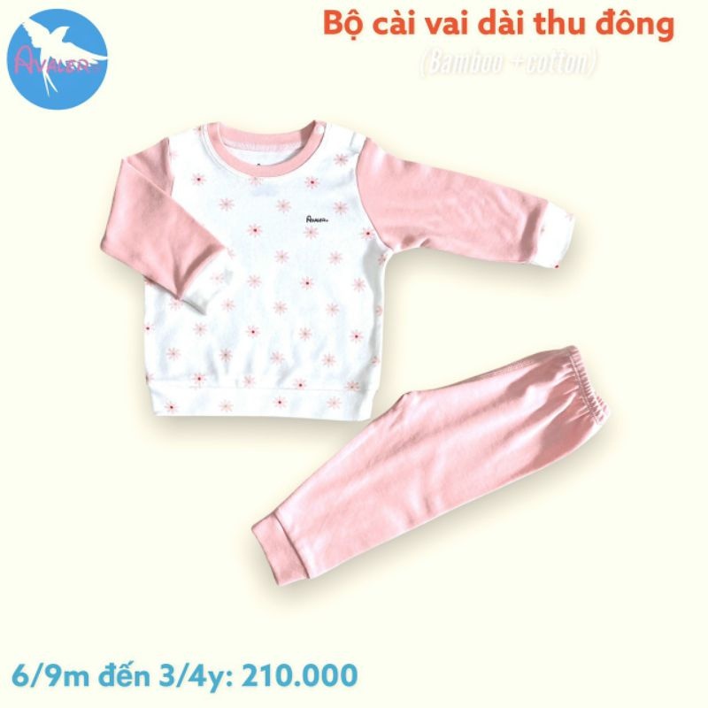 (8-14kg) Bộ Cotton Dài Tay Cài Vai Avaler Hoạ Tiết Đáng Yêu 22AV119, 21AV34
