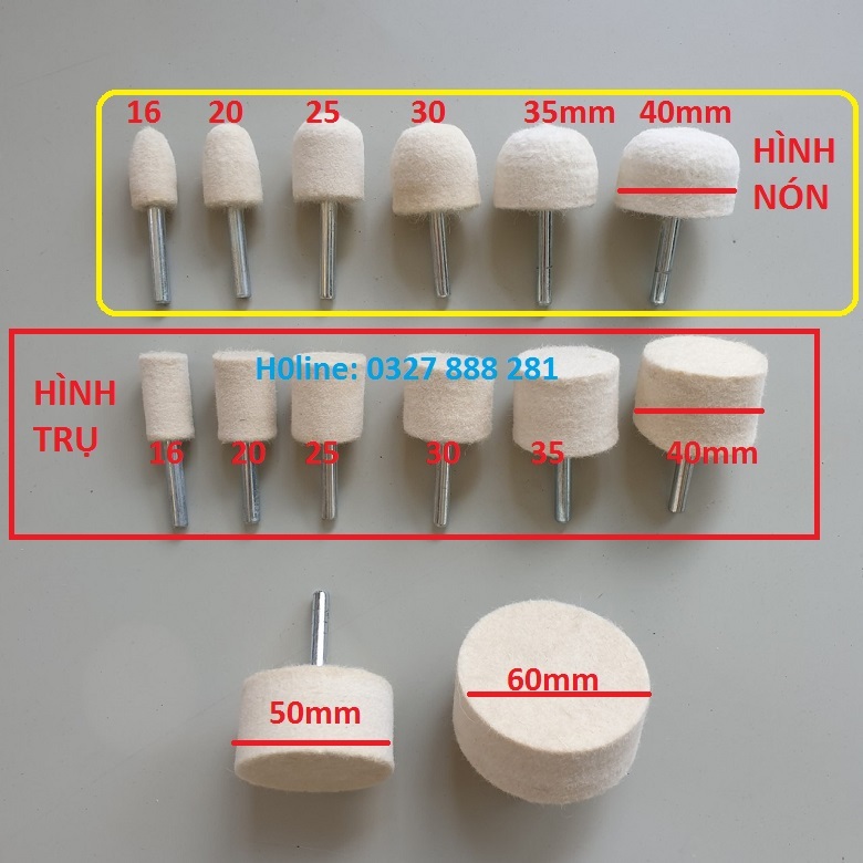 bánh nỉ đánh bóng kim loại cốt 6mm- nỉ đánh bóng đá ngọc - đánh bóng ...
