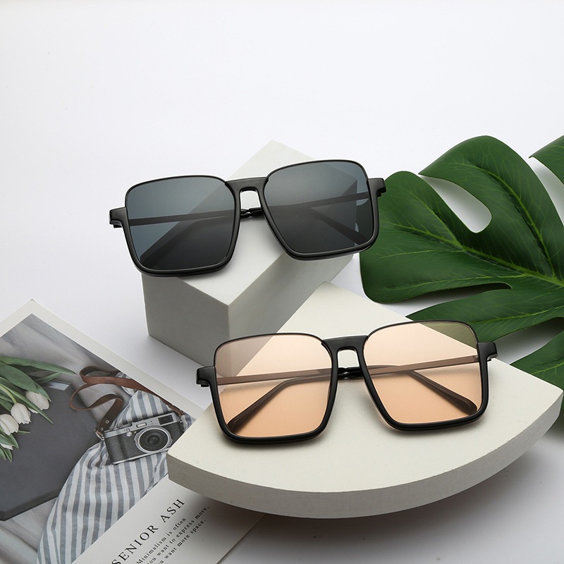 Kính mát thời trang Unisex mắt vuông cá tính kết hợp cùng gọng nhựa đen huyền bí đậm chất Hàn Quốc đẹp giá rẻ HANASO 225