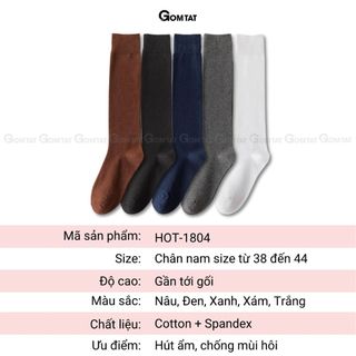 Tất nam dài công sở GOMTAT cao dưới gối, chất liệu cotton mềm mịn hút ẩm, thoáng khí, khử mùi êm chân - LUX-1804