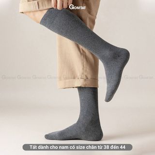 Tất nam dài công sở GOMTAT cao dưới gối, chất liệu cotton mềm mịn hút ẩm, thoáng khí, khử mùi êm chân - LUX-1804