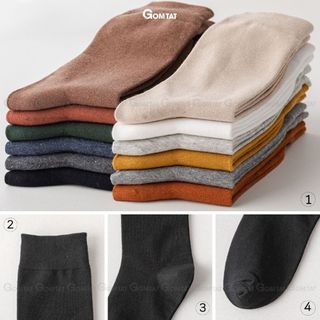 Tất giày tây nam cao cổ GOMTAT trơn màu, chất liệu cotton mềm mịn, hút ẩm thoáng khí khử mùi - LUX-1803
