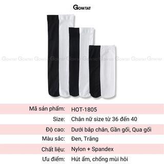 Tất trắng dài trơn màu GOMTAT dành cho nữ, vớ lolita nữ cổ cao, dưới gối và qua gối - HOT-1805
