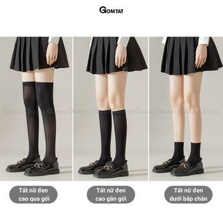 Tất trắng dài trơn màu GOMTAT dành cho nữ, vớ lolita nữ cổ cao, dưới gối và qua gối - HOT-1805