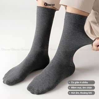 Tất giày tây nam cao cổ GOMTAT trơn màu, chất liệu cotton mềm mịn, hút ẩm thoáng khí khử mùi - LUX-1803