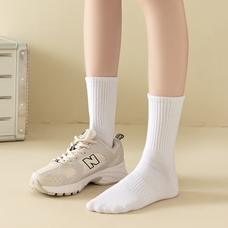 Set 5 Đôi Tất Vớ Nam Nữ Cổ Cao Cổ trung lửng ngắn chất liệu cotton