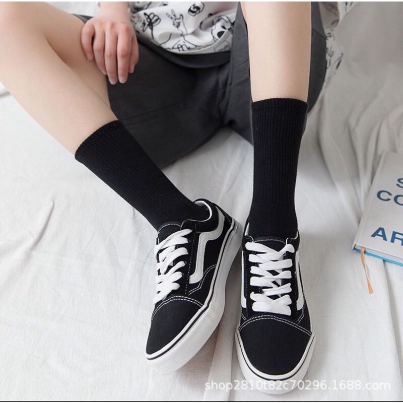 Set 5 Đôi Tất Vớ Nam Nữ Cổ Cao Cổ trung lửng ngắn chất liệu cotton