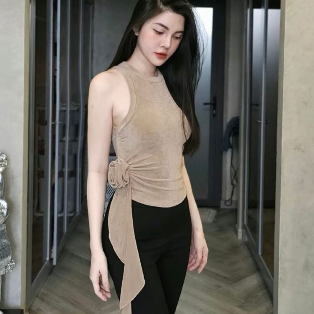Áo Kiểu Nhũ Tay Dài Bigsize ESHOP - Áo Sát Nách Trơn Cổ Tròn Ôm Body Dễ Thương Thời Trang MS024