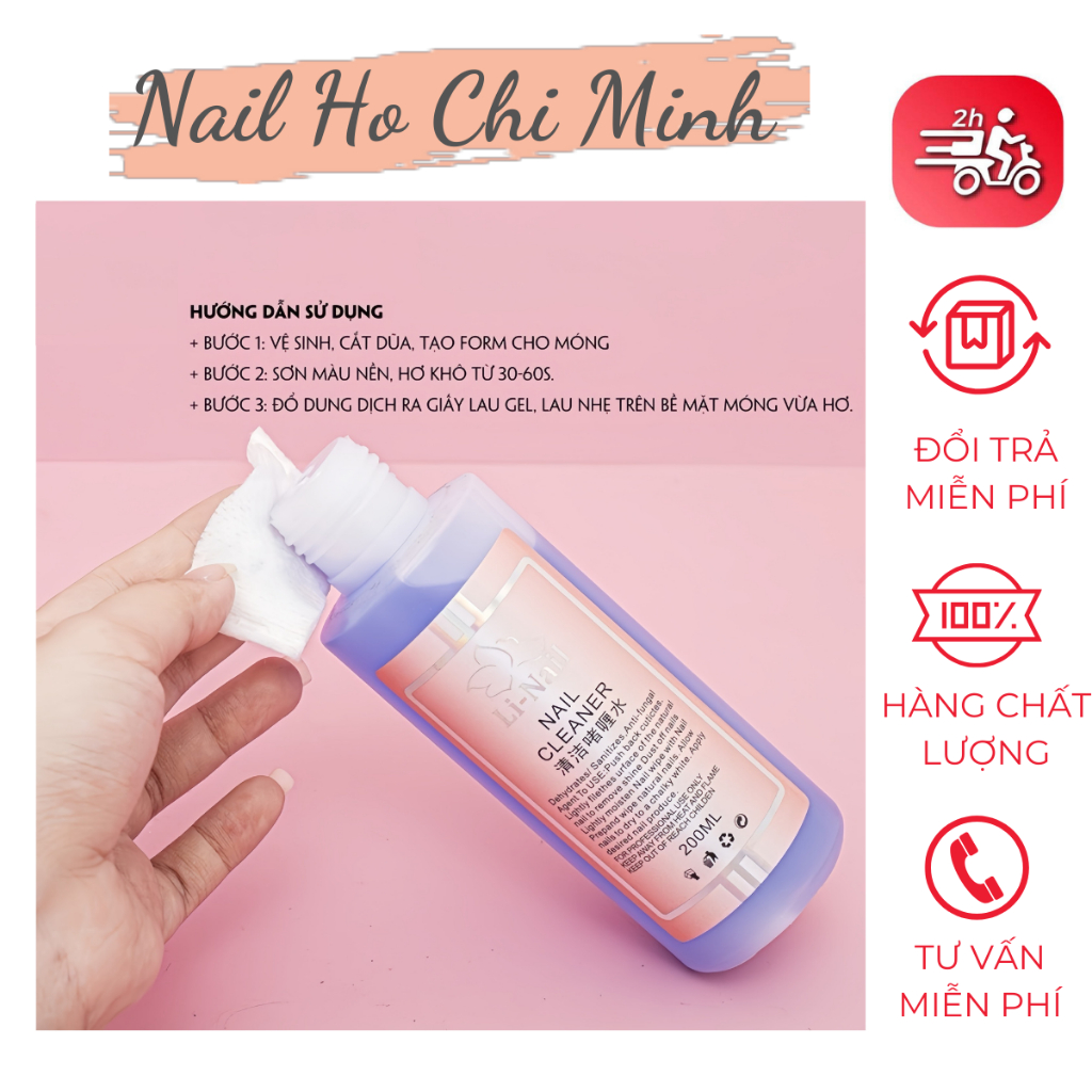 [Gía tốt] Nước lau gel Li-nail chính hãng (200ml) có mùi thơm -  cồn lau gel chuyên dụng cho dân làm móng