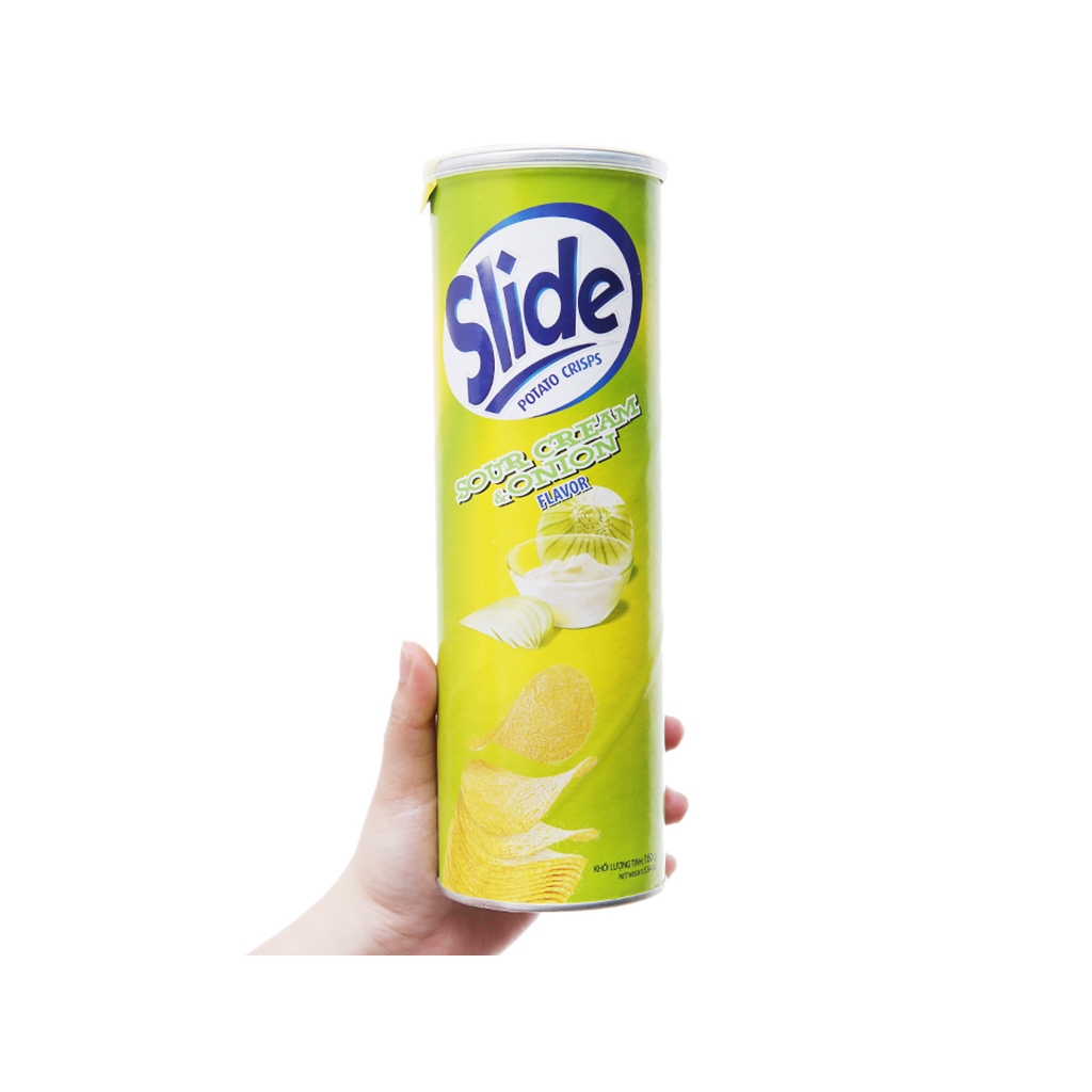 Snack Khoai Tây Slide Kem Chua Và Hành (Lon 150g) | Shopee Việt Nam