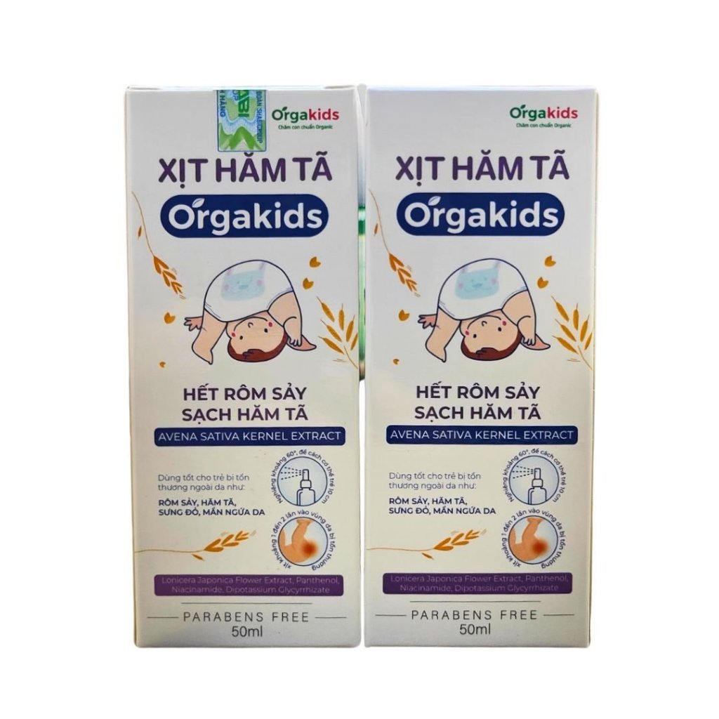 Xịt hăm tã CẬN DATE cao cấp cho bé Orgakids hết rôm sảy, sạch hăm tã, làm mềm và dưỡng ẩm cho da bé, lọ 50ml