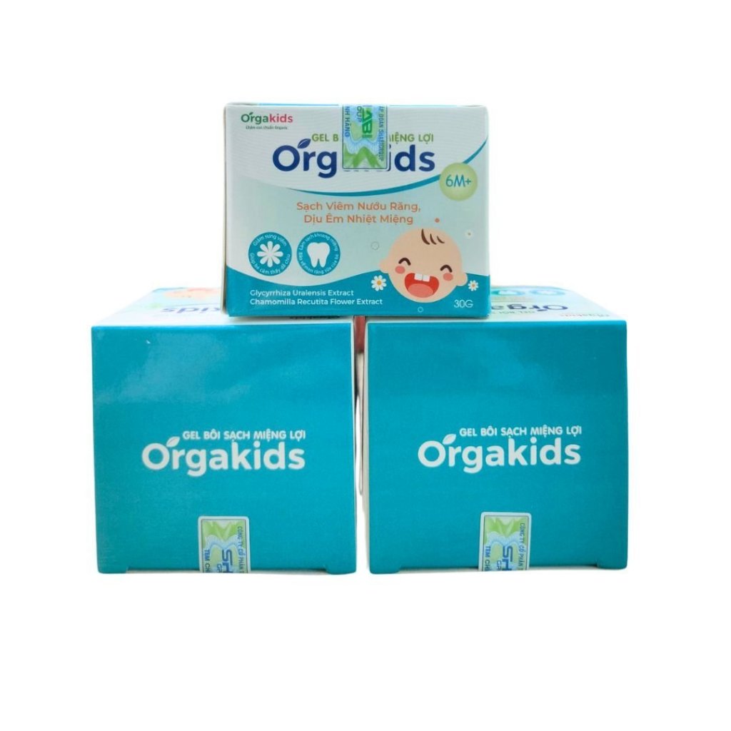 Gel bôi sạch miệng CẬN DATE  lợi cao cấp cho bé Orgakids làm sạch viêm nướu răng, giảm nhiệt miệng cho trẻ - lọ 30g