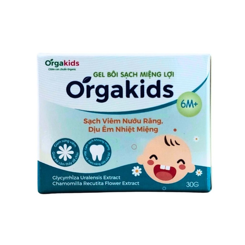 Gel bôi sạch miệng CẬN DATE  lợi cao cấp cho bé Orgakids làm sạch viêm nướu răng, giảm nhiệt miệng cho trẻ - lọ 30g