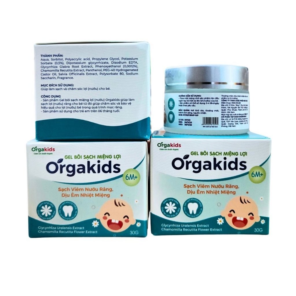 Gel bôi sạch miệng CẬN DATE  lợi cao cấp cho bé Orgakids làm sạch viêm nướu răng, giảm nhiệt miệng cho trẻ - lọ 30g