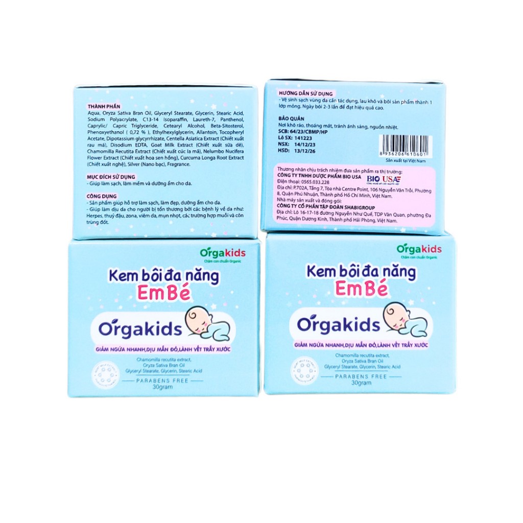 Kem bôi đa năng cao cấp cho bé Orgakids giảm ngứa nhanh, dịu mẩn đỏ lành vết trầy xước, làm mềm da trẻ nhỏ - lọ 30g
