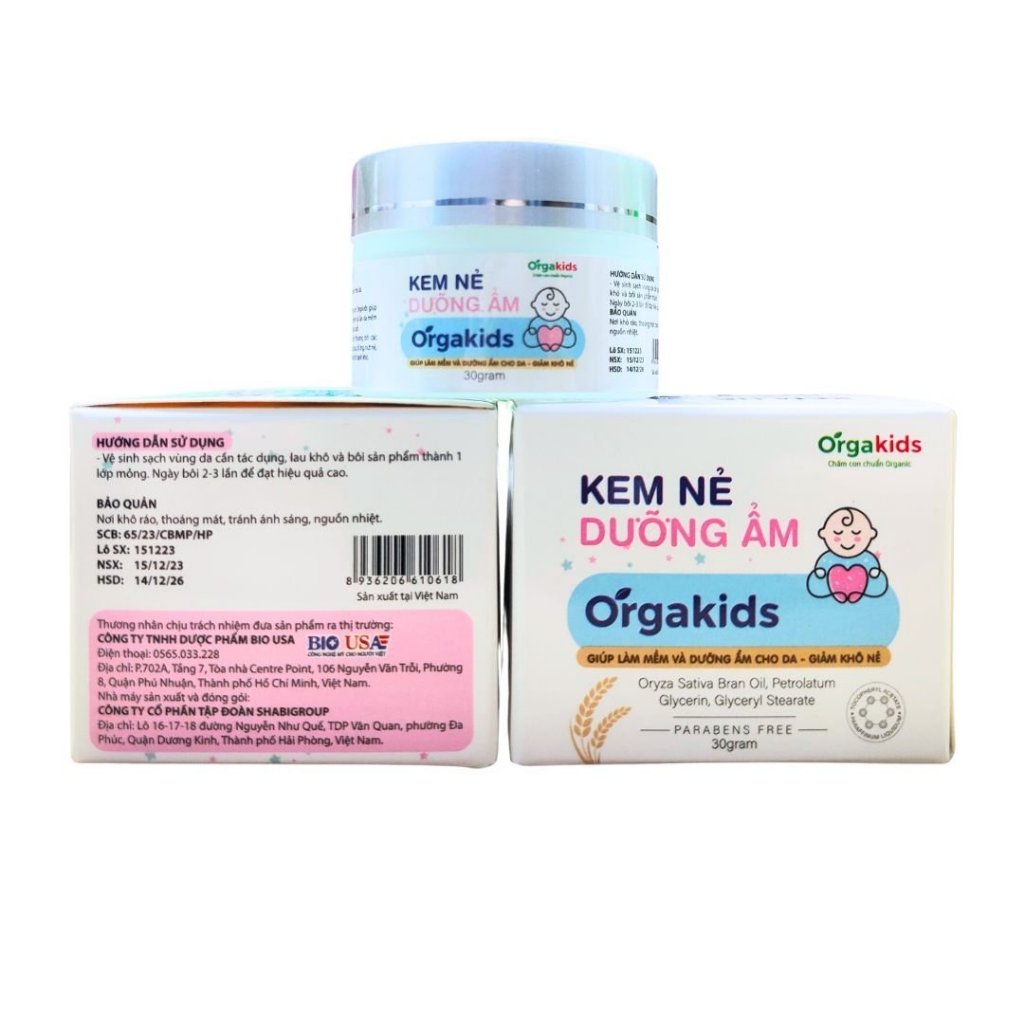 Kem nẻ CẬN DATE cao cấp cho bé Orgakids giúp làm mềm và dưỡng ẩm cho da bé, giảm khô nẻ - lọ 30g