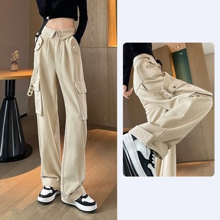 Quần DÀI Kaki Nữ Túi Hộp Ống Rộng Suông cạp cao GẤP Avo Avocado lưng cao nữ dày dặn