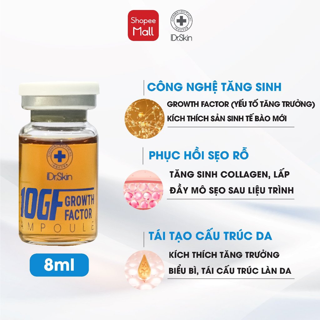 [iDr.Skin Chính Hãng] Tinh chất tăng sinh IDr.Skin 10GF Growth Factor giúp da căng bóng 8ml (Lẻ 1 lọ)