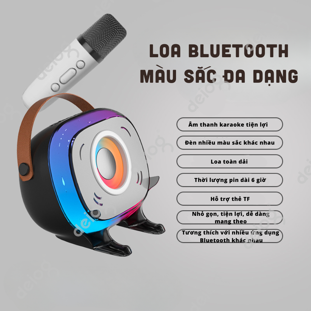 Loa bluetooth karaoke L37 âm thanh sống động bass mạnh kiêm giá đỡ điện thoại dãy đèn led RGB 7 màu