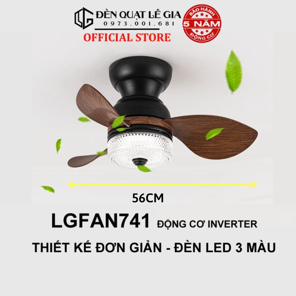 Ảnh Quạt trần chung cư mini LGFAN740 | Quạt trần cổ ngắn cho bàn ăn, phòng ngủ đẹp, nhỏ gọn 2024 4