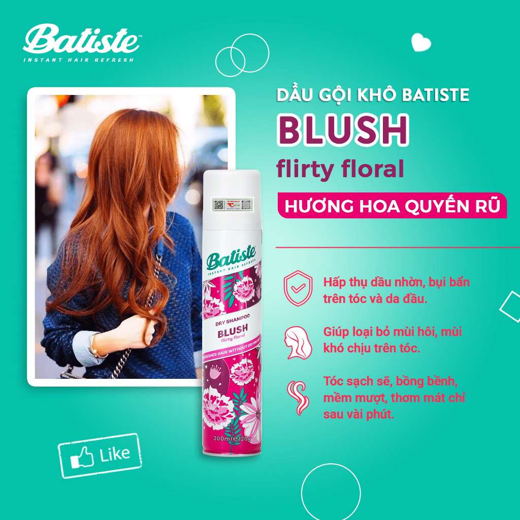 Ảnh Combo 2 Chai Dầu Gội Khô Batiste Số 1 UK Dầu gội khô Cho tóc Hết Bết, Dính Bồng Bềnh Tức Thì 4