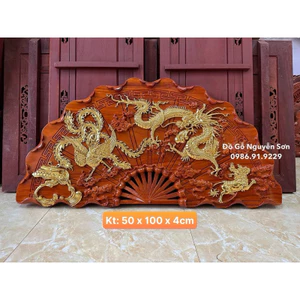 Tranh quạt gỗ hương treo tường kích thước cao 50cm ,dài 1m
