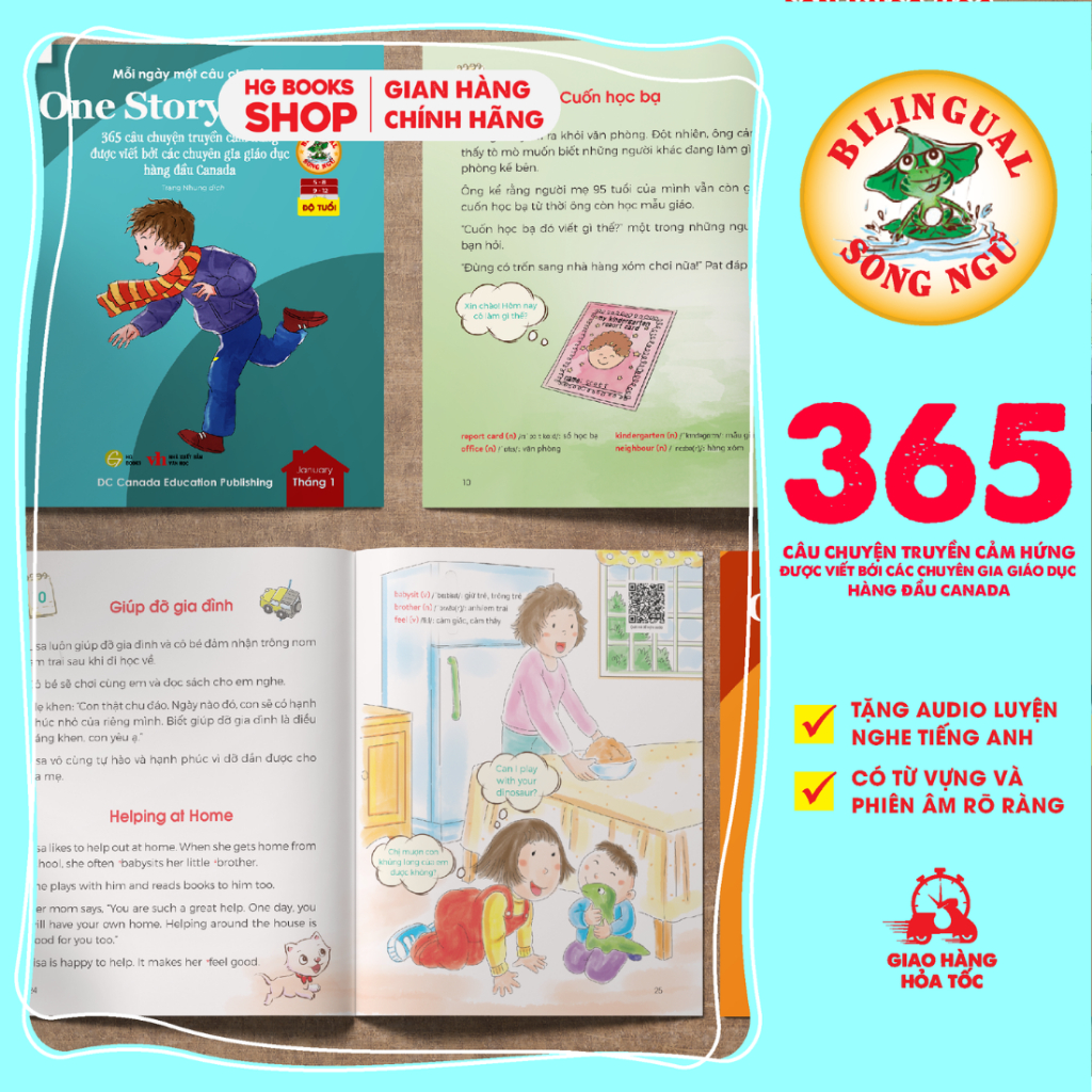 Ảnh Sách song ngữ cho bé One Story A Day 12 tập 365 câu chuyện phát triển trí tuệ và nuôi dưỡng tâm hồn 4