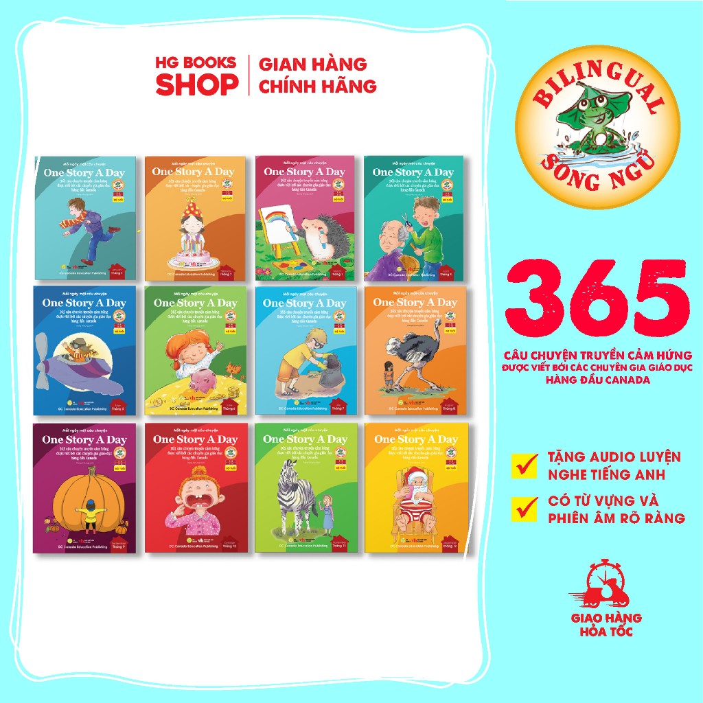 Ảnh Sách song ngữ One Story A Day 365 câu chuyện phát triển IQ, EQ cho bé tặng kèm file nghe 2