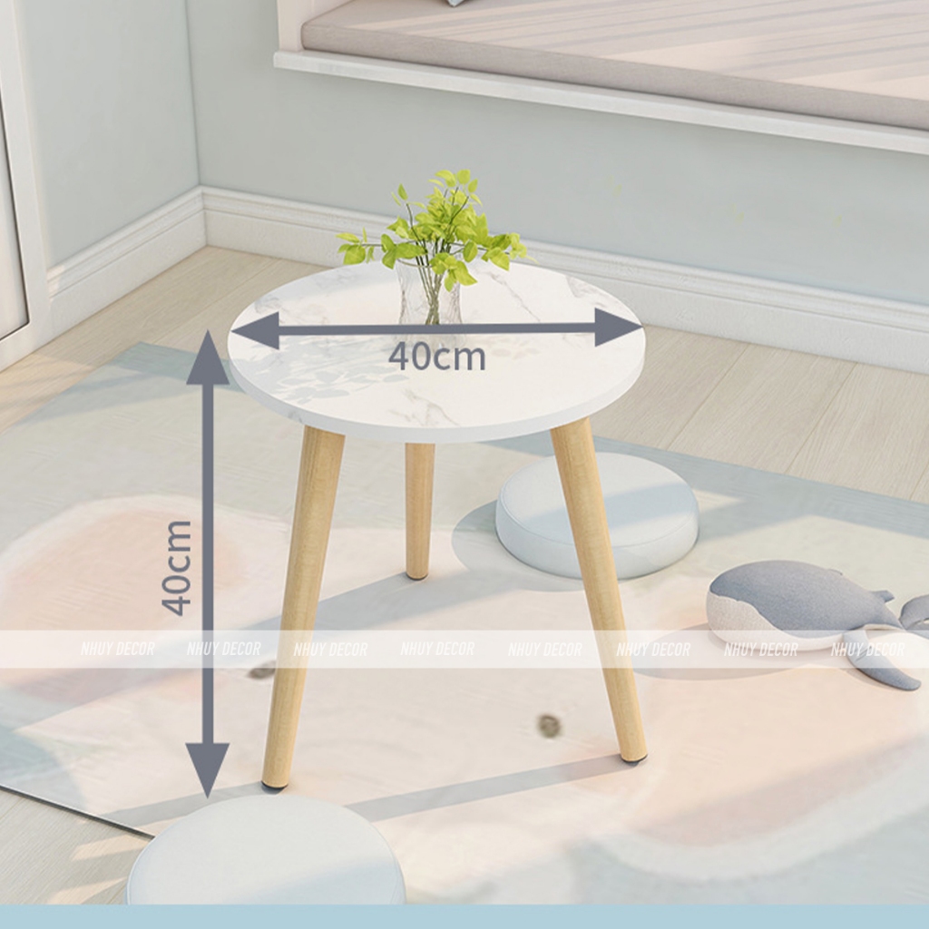 Bàn trà sofa tròn ngồi bệt mini 40cm phong cách vintage dùng làm bàn decor phòng ngủ siêu xinh