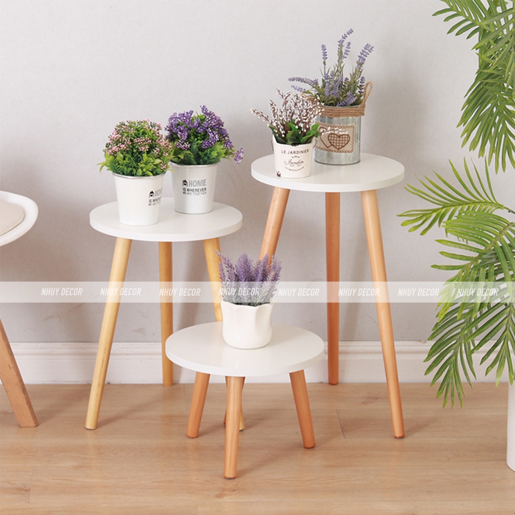 Bàn trà sofa tròn ngồi bệt mini 40cm phong cách vintage dùng làm bàn decor phòng ngủ siêu xinh