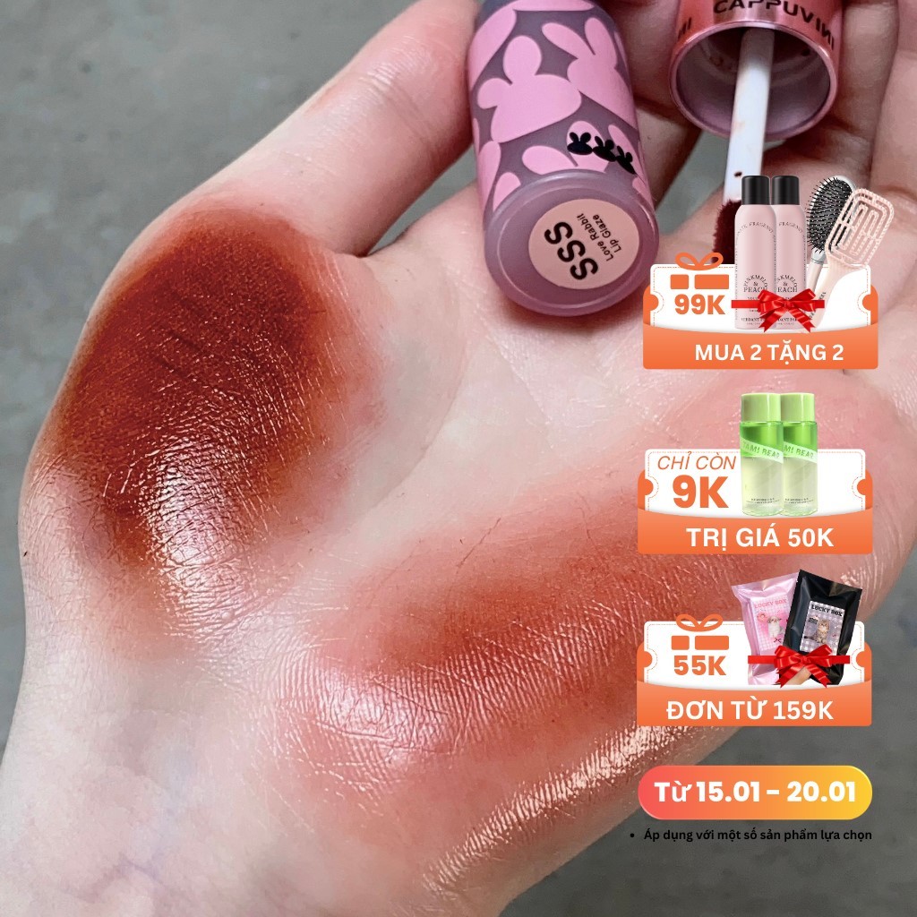 Son kem CAPPUVINI thỏ hồng căng mọng bền màu Love Rabbit Lip Glaze ...