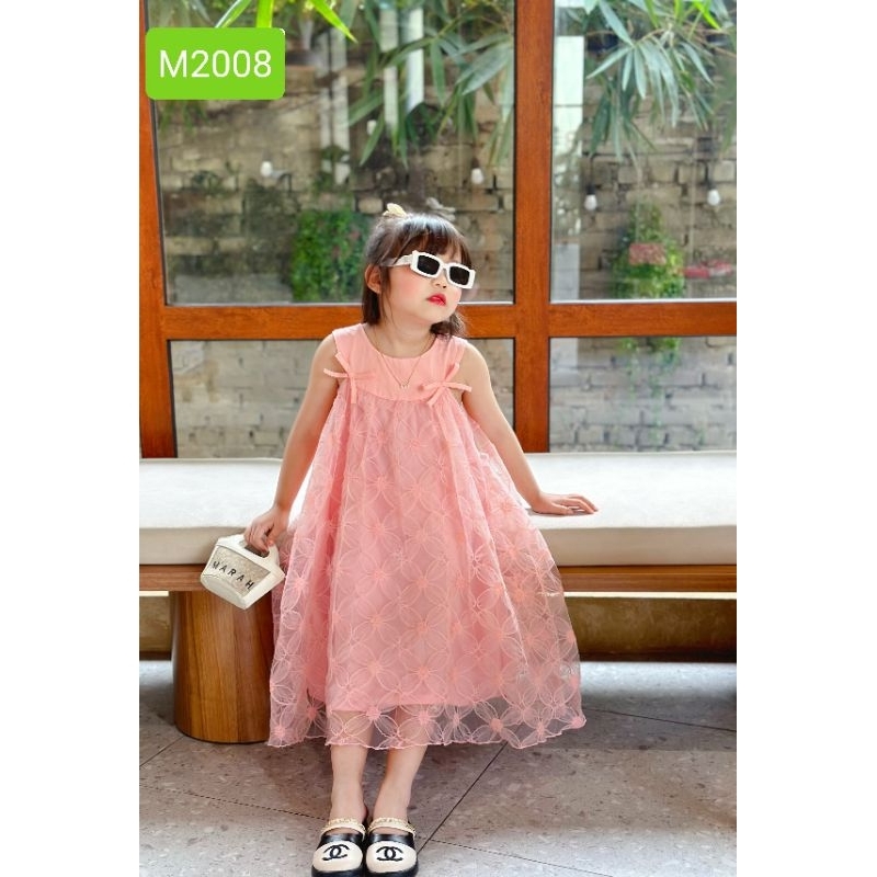 Váy Đầm Công Chúa Cao Cấp Sofia Candy Màu Hồng Phấn Ren Lưới Vân Hoa siêu mềm Lót Lụa Sát Nách Dáng A Dự Tiệc Đi Chơi