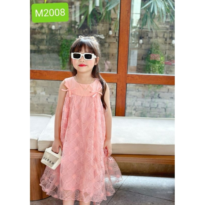 Váy Đầm Công Chúa Cao Cấp Sofia Candy Màu Hồng Phấn Ren Lưới Vân Hoa siêu mềm Lót Lụa Sát Nách Dáng A Dự Tiệc Đi Chơi