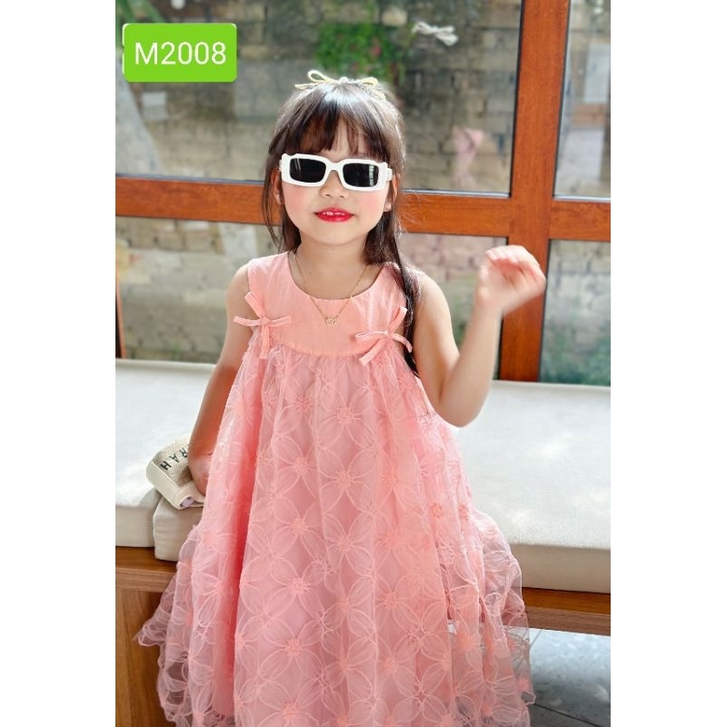 Váy Đầm Công Chúa Cao Cấp Sofia Candy Màu Hồng Phấn Ren Lưới Vân Hoa siêu mềm Lót Lụa Sát Nách Dáng A Dự Tiệc Đi Chơi