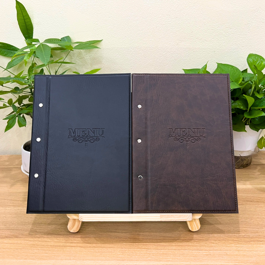 Quyển Menu Bìa Da Gáy Đinh, Menu Da PVC Gáy Đinh, Sổ Menu Kích Thước A4 ...