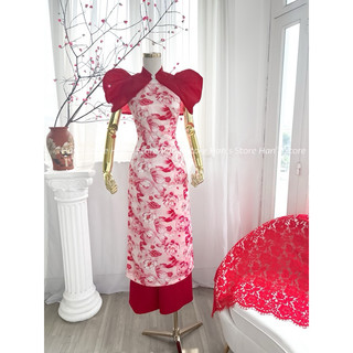 [HAN’S STORE ]ÁO DÀI YẾM TẶNG KHOÁT KHÔNG KÈM QUẦN( ẢNH THẬT)