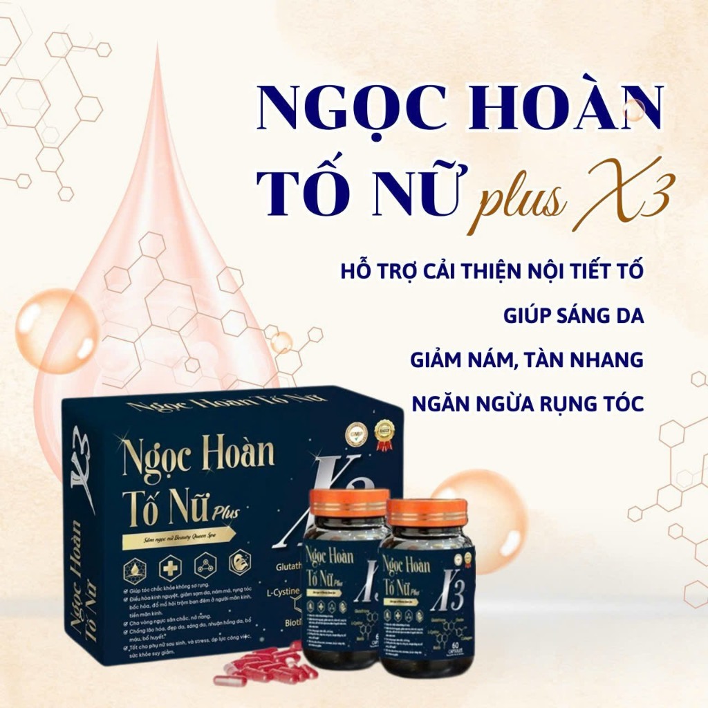 [Chính Hãng] Sâm Tố Nữ NGỌC HOÀN Plus X3 Tái hồi xuân Phiên bản Cao Cấp hổ trợ nội tiết tố nữ 1 hộp 2 lọ Davina