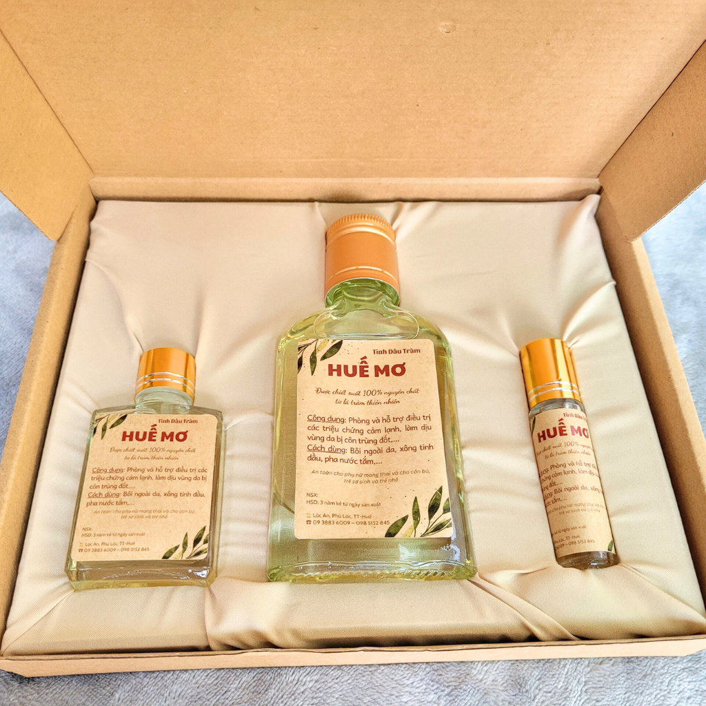 Set Hộp Quà Tặng Tinh Dầu Thiên Nhiên HUẾ MƠ - Hộp Quà Tặng Sức Khỏe, ông bà, người thân, bạn bè
