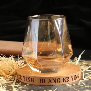 Cốc thủy tinh viền vàng vân họa tiết mặt trời, Ly thủy tinh họa tiết Vintage