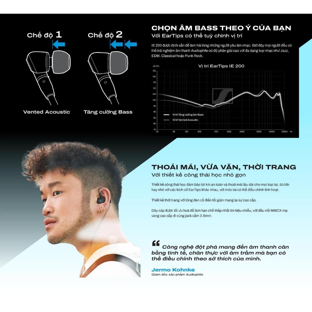 SENNHEISER IE 200 Tai nghe nhét tai Hi-Res | Âm thanh cân bằng | Bảo hành 24 tháng PGI | Thời Đại Công Nghệ | BigBuy360 - bigbuy360.vn