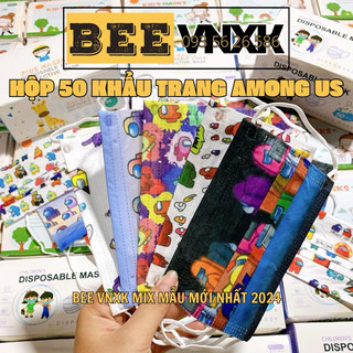 Hộp 50 khẩu trang trẻ em Among US kháng khuẩn 3 lớp, mix hoạ tiết mới nhất 2024 - BEE VNXK